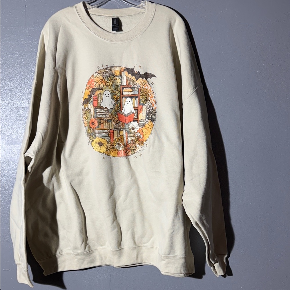 Gildan‎ Cream Ghost Print Sweatshirt